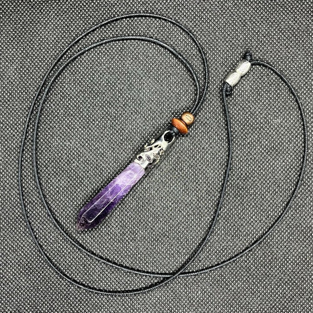 Amethyst Crystal Point Necklace | Handmade - Picture 5 of 6